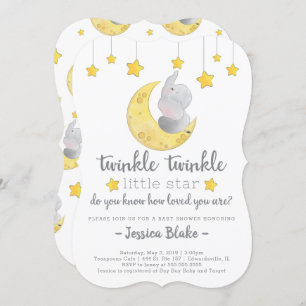 Elephant Baby shower "Twinkle Twinkle Little Star" Kaart