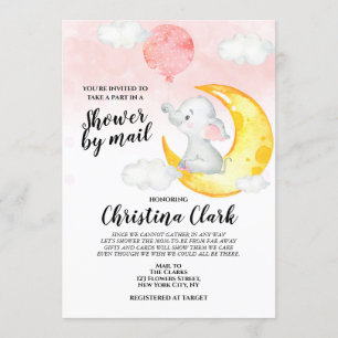 Elephant Baby shower van Mail Baby Girl Pink Kaart