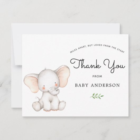 Elephant Baby shower via Mail Hartelijk dank (Voorkant)