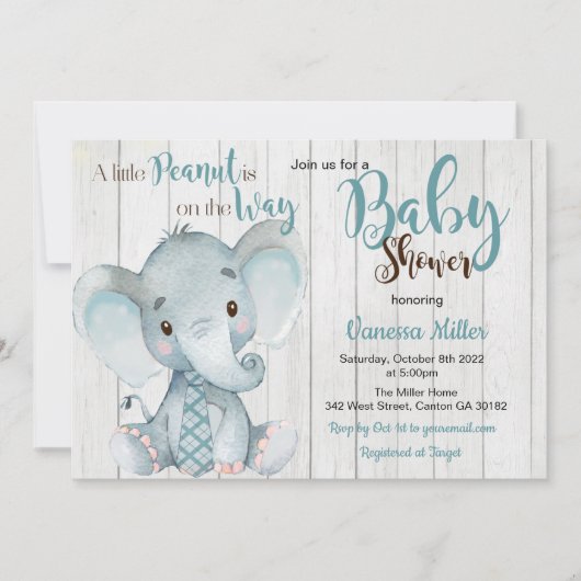 Elephant Baby shower via Mail Invitation Kaart (Voorkant)