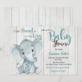 Elephant Baby shower via Mail Invitation Kaart (Voorkant / Achterkant)