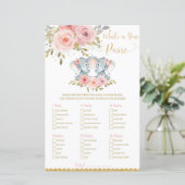 Elephant Baby shower Wat zit er in je Purse Game (Staand voorkant)