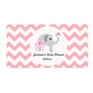 Elephant Baby shower Water Fleslabels Etiket