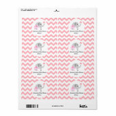 Elephant Baby shower Water Fleslabels Etiket (Full Sheet)