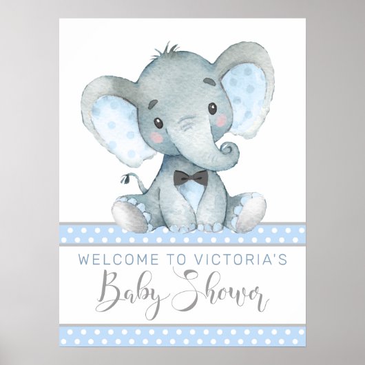 Elephant Baby shower Welcome Sign Poster (Voorkant)