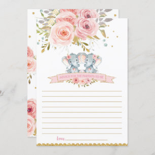 Elephant Baby Twins Advice for Ouders to be Card Kaart