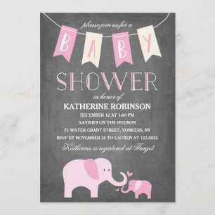 Elephant Baby   Uitnodiging tot Baby shower