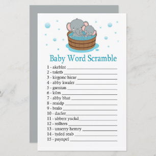 Elephant Baby word scramble game