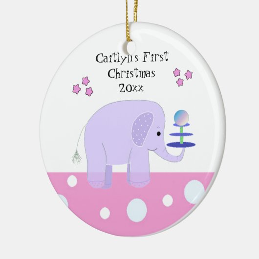 Elephant Baby's Eerste Kerstmis Keramisch Ornament (Links)