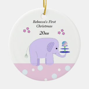 Elephant Baby's Eerste Kerstmis Keramisch Ornament