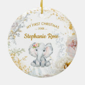 Elephant Baby's Eerste Kerstmis Keramisch Ornament (Achterkant)