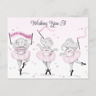 Elephant Ballerina Dance Birthday Briefkaart