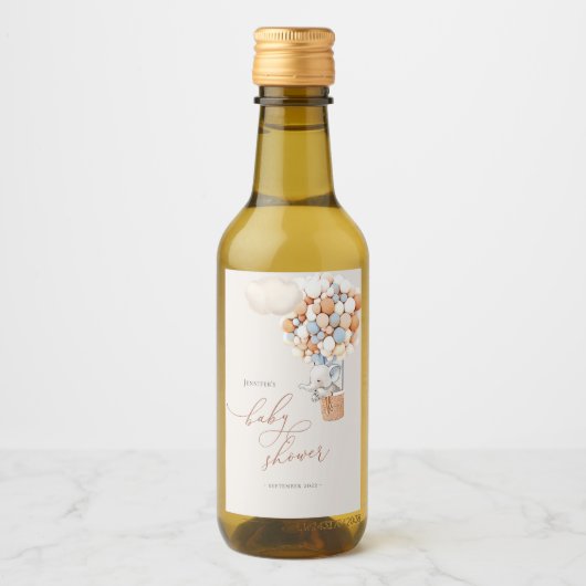 Elephant-ballon Baby shower Mini Wine Label Wijn Etiket (Voorkant)