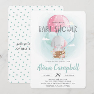 Elephant-ballonnen Genderneutraal Baby shower Kaart