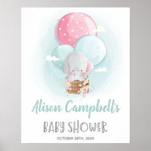 Elephant-ballonnen Geslacht Neutraal Baby shower-t Poster
