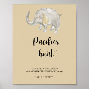 Elephant Balloon - baby shower game Pacifier-jacht Poster