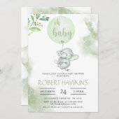 Elephant Balloon Baby shower Kaart (Voorkant / Achterkant)