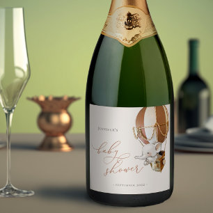 Elephant Balloon Baby shower Mousserende Wijn Labe Sparkling Wijnetiket