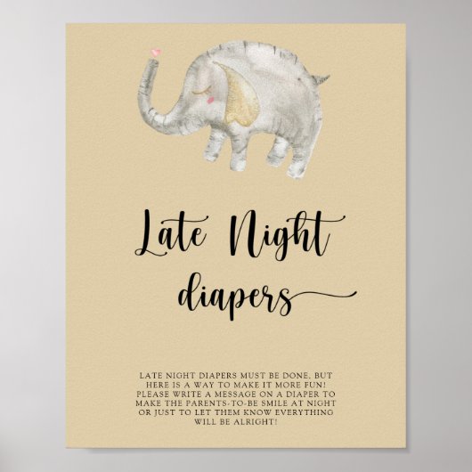 Elephant Balloon \ Late night diapers game Poster (Voorkant)