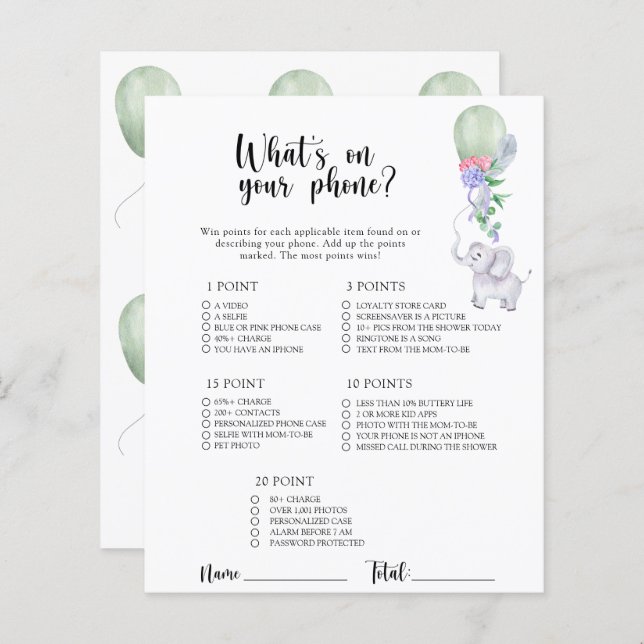 Elephant & Balloon - Wat zit er op je telefoon spe (Voorkant / Achterkant)