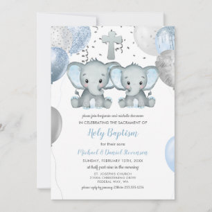 Elephant Balloons Waterverf Baptisme Kaart
