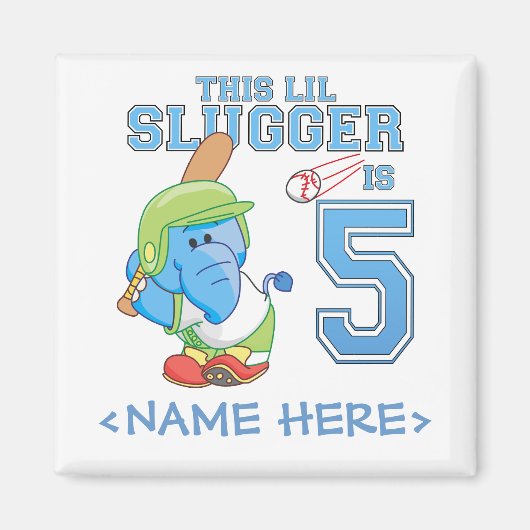 Elephant Baseball 5e verjaardag Magneet (Voorkant)