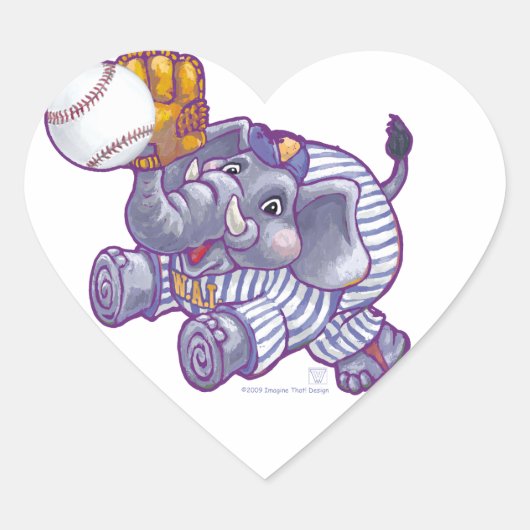 Elephant Baseball Star Hart Sticker (Voorkant)