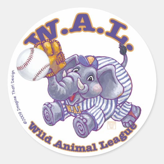 Elephant Baseball Star Ronde Sticker (Voorkant)
