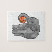 Elephant Basketball speler Basketball Legpuzzel (Horizontaal)