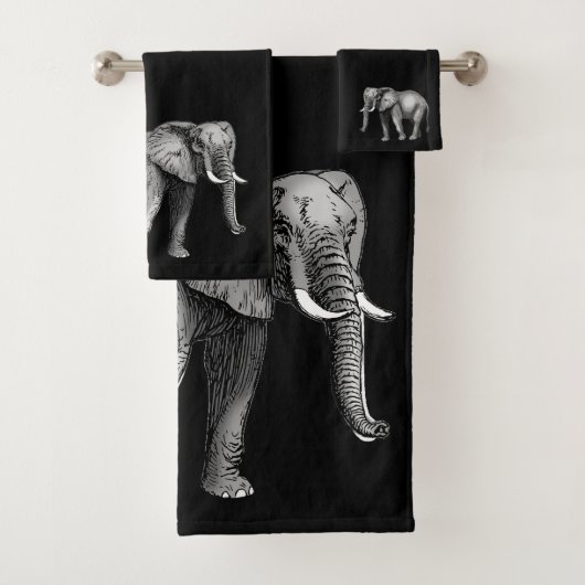 Elephant Bathroom Towel Set Bad Handdoek (Insitu)