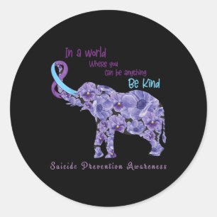 Elephant Be Kind Semicolon Suicide Prevention Awar Ronde Sticker