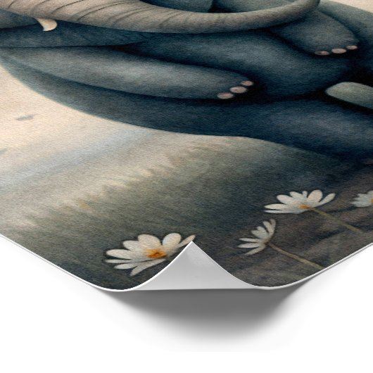 Éléphant Bébé Animal Africain | Impression Murale  (Coin)