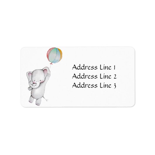 Eléphant bébé avec Étiquette de adresse à ballon (Devant)