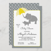 Elephant & bébé, Baby shower parapluie Invitation (Devant / Derrière)