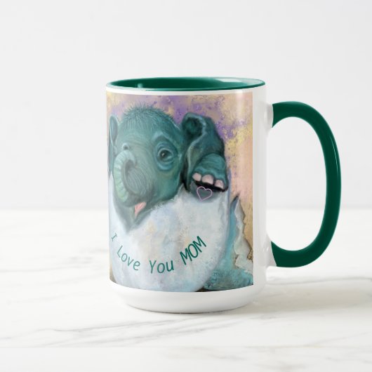 Eléphant Bébé dans la Mug - Je t'aime MOM & DA (Droite)