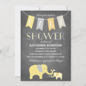 Eléphant Bébé Jaune | Invitation baby shower (Devant)