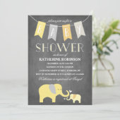 Eléphant Bébé Jaune | Invitation baby shower (Debout devant)
