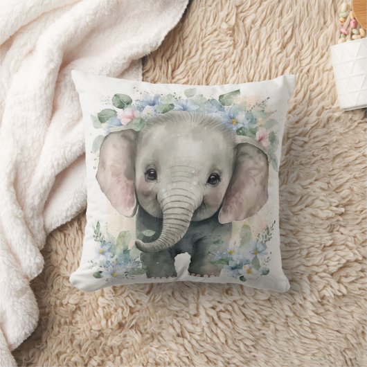 Eléphant bébé oreiller à lancer personnalisé (Couverture)