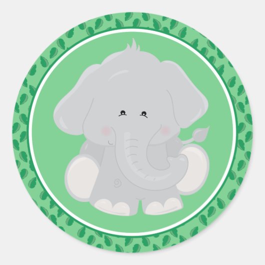 Éléphant | Bébé Safari Animaux Sticker rond (Devant)