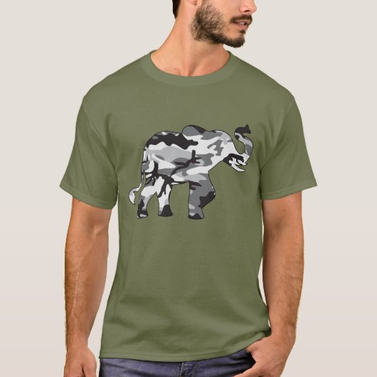 Elephant, bestaande uit grijs Camouflage T-shirt (Voorkant)
