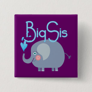 Elephant Big Sis Vierkante Button 5,1 Cm