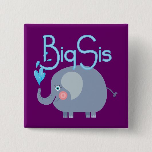 Elephant Big Sis Vierkante Button 5,1 Cm (Voorkant)