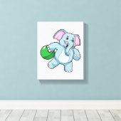 Elephant bij Bowling met Bowling ball Canvas Afdruk (Insitu (Houten vloer))