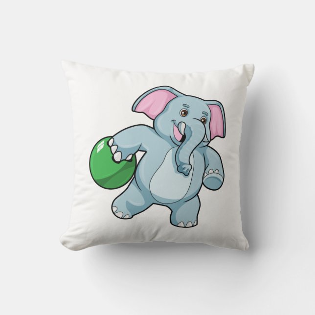Elephant bij Bowling met Bowling ball Kussen (Voorkant)