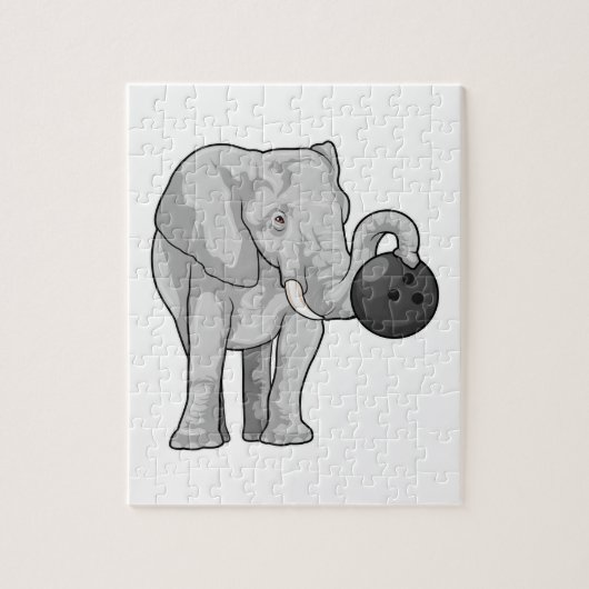 Elephant bij Bowling met Bowling ball Legpuzzel (Verticaal)