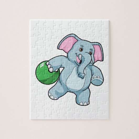 Elephant bij Bowling met Bowling ball Legpuzzel (Verticaal)