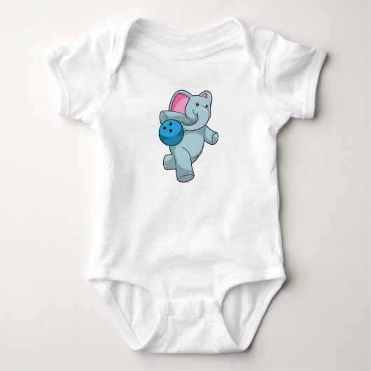 Elephant bij Bowling met Bowling ball Romper (Voorkant)