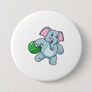Elephant bij Bowling met Bowling ball Ronde Button 7,6 Cm