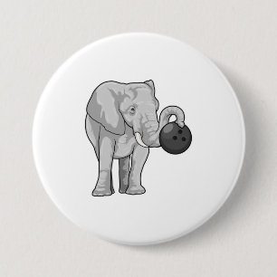 Elephant bij Bowling met Bowling ball Ronde Button 7,6 Cm
