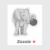 Elephant bij Bowling met Bowling ball Sticker (Vel)